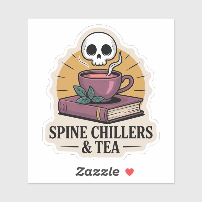 Adesivo Spine Chillers & Tea - livro assustador (Folha)