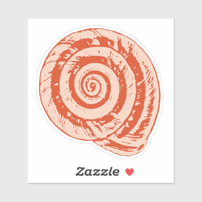 Adesivo Spiral Seashell em Coral Laranja (Folha)