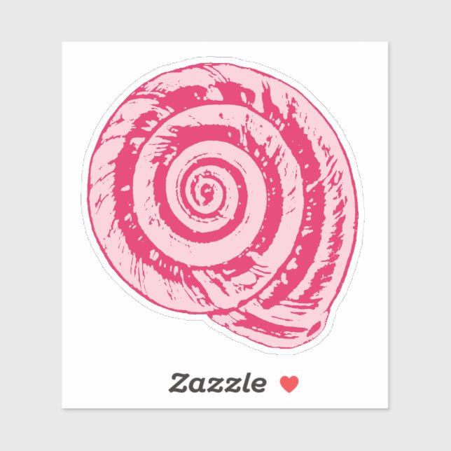 Adesivo Spiral Seashell em Coral Rosa e Fuchsia (Folha)
