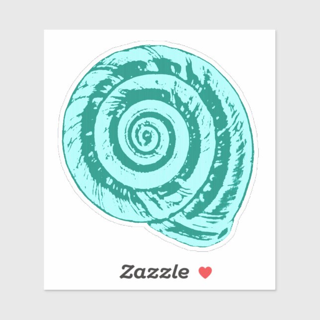 Adesivo Spiral Seashell em Turquesa e Aqua (Folha)