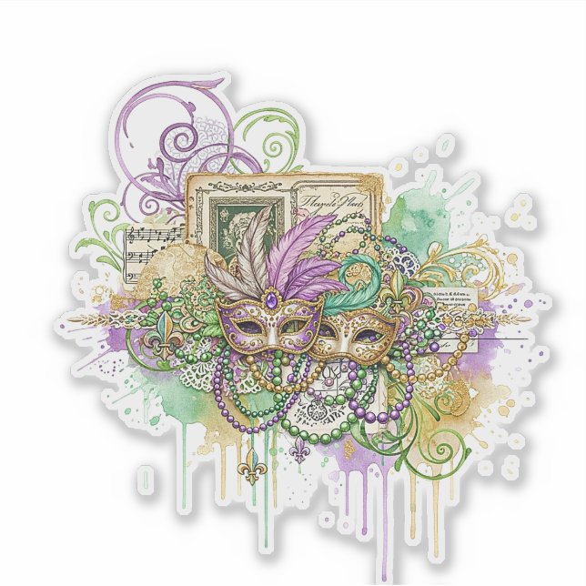 Adesivo Splatter Mardi Gras collage (Frente)