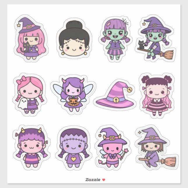 Adesivo Spooktaturar! Kawaii Halloween Chibi Sticker Colle (Folha)