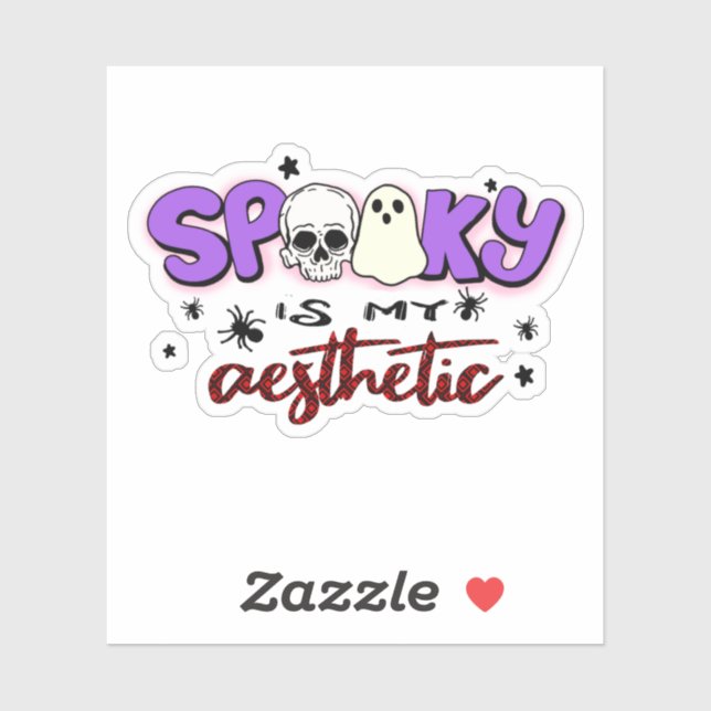 Adesivo Spooky é minha estética - crânio de Halloween e fa (Folha)