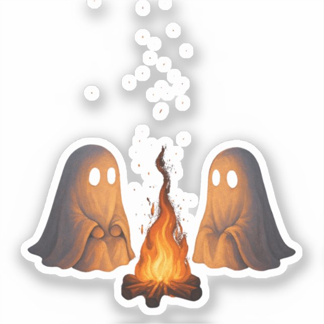 Adesivo Spooky Ghost Campfire Night Forest Art - Halloween (Frente)