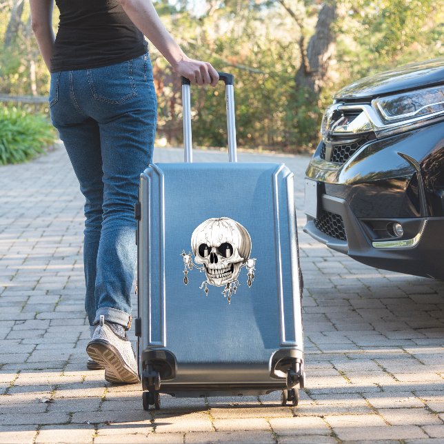 Adesivo Spooky Halloween Melting Cranium With Bat Imagery  (Mala Insitu)