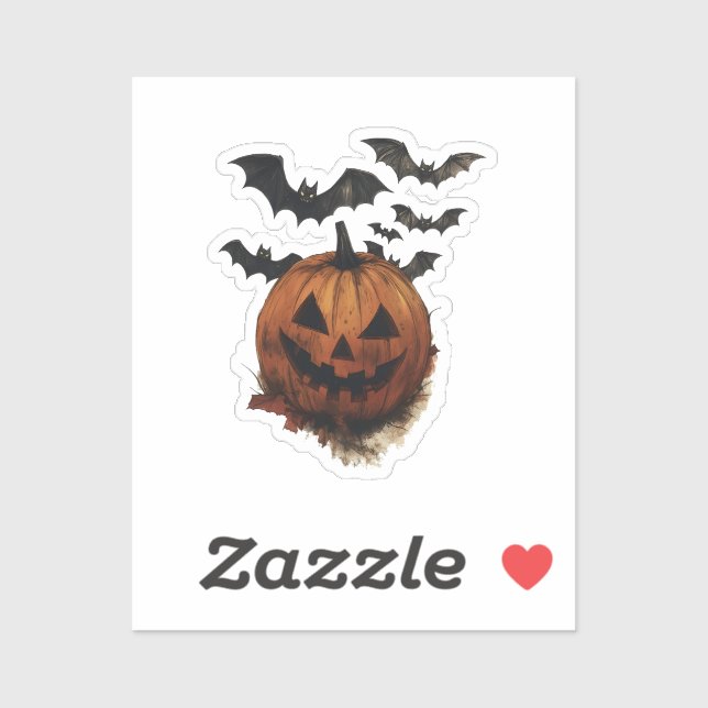 Adesivo Spooky Pumpkin & Bats Halloween Art (Folha)