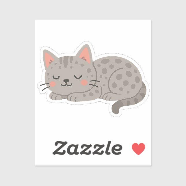 Adesivo Spotted Gray Leopard Cat – Playful Cartoon (Folha)