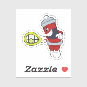 Adesivo Spray no tênis com raquete de tênis