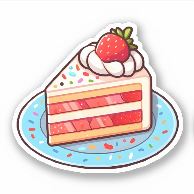 Adesivo Sprinkle Delight: Morango Curto Bolo em uma Sprin (Frente)