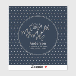 Adesivo Sr. e Sra. Marinho de Casamento Blue Silver Hearts