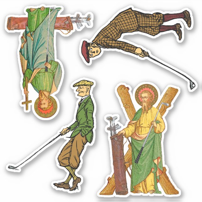 Adesivo SS. Andrew & Jude e 2 Golfistas Masculinos (Frente)