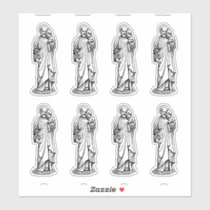 Adesivo St Joseph com criança Jesus preto e branco