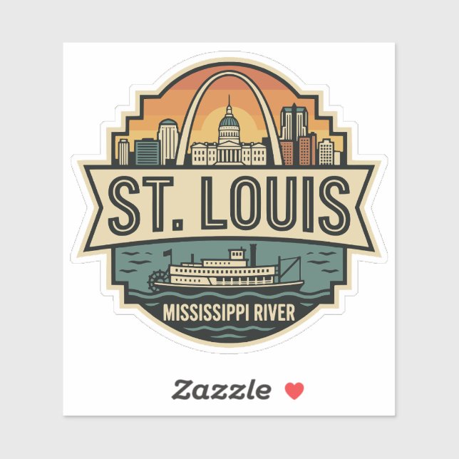 Adesivo St. Louis Skyline Vintage Travel Badge (Folha)