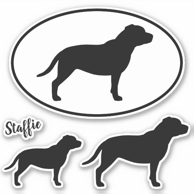 Adesivo Staffordshire Bull Terrier Silhouettes Sticker Set (Frente)