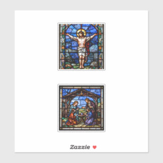 Adesivo Stained Glass Christian Art Set – Crucifixion & Na