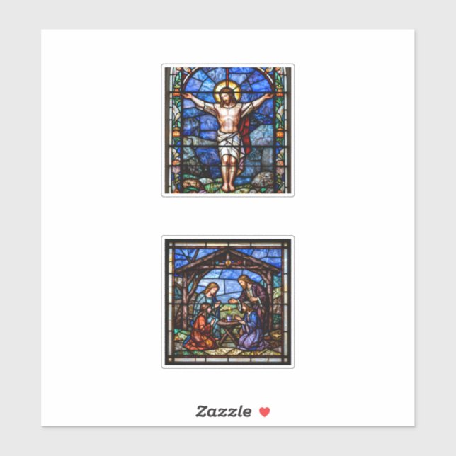 Adesivo Stained Glass Christian Art Set – Crucifixion & Na (Folha)