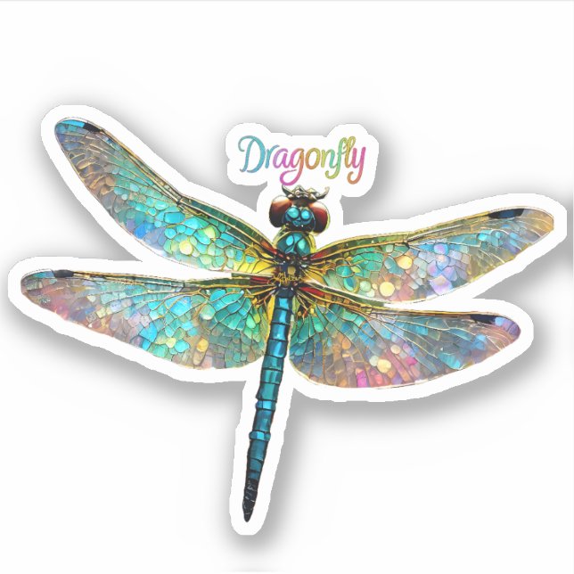Adesivo Stained Glass Colorful Dragonfly (Frente)