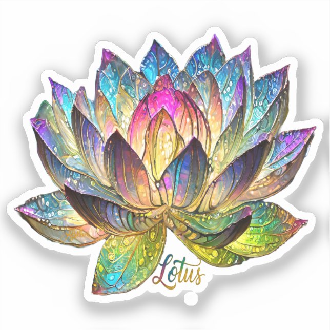 Adesivo Stained Glass Colorful Lotus Flower  (Frente)