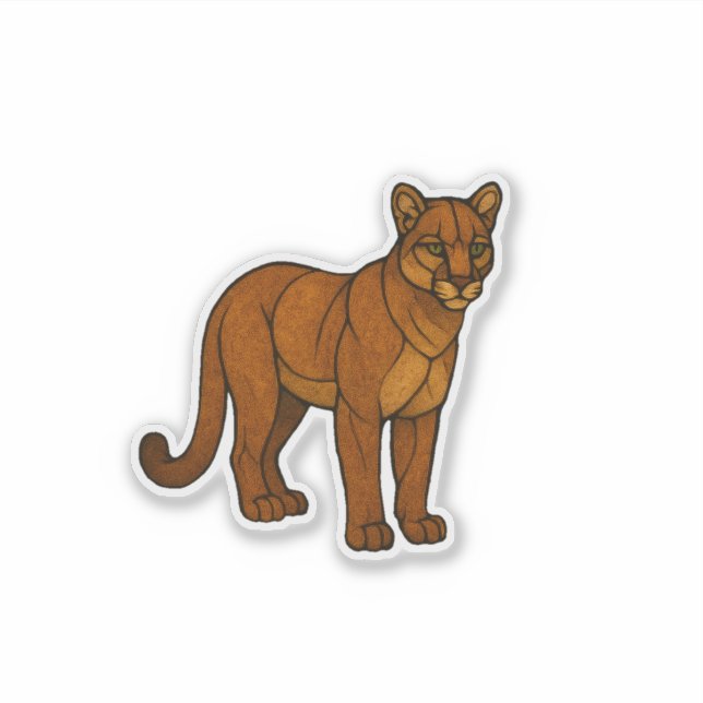 Adesivo Stained Glass Mountain Lion Sticker (Frente)