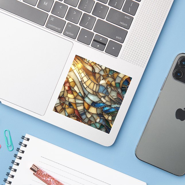 Adesivo Stained Glass Waves (Notebook com iPhone)