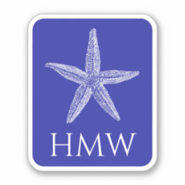 Adesivo Starfish branco costeiro sobre monograma azul Mari