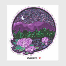 Adesivo Starry Moonlit Night on a Lake Sticker