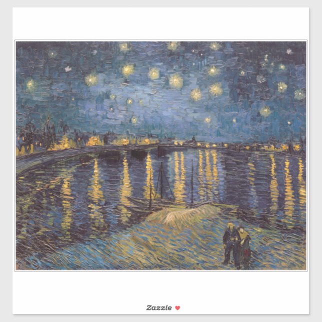 Adesivo Starry Night Over Rhone River por Vincent Van Gogh (Folha)