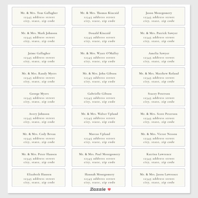 Adesivo STATELY Black / Ecru Guest Address Labels (Folha)