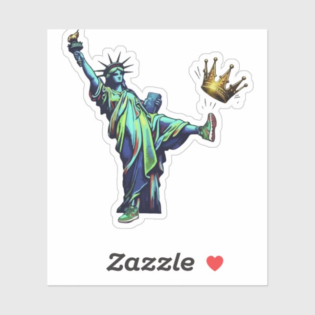 Adesivo Statue of Liberty Kicking Crown Stencil Art | Vint (Folha)
