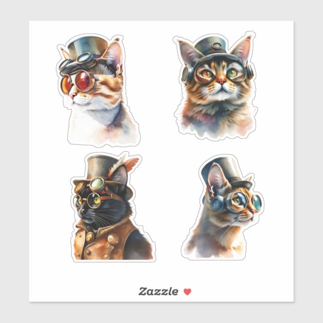 Adesivo Steampunk Cats (Folha)