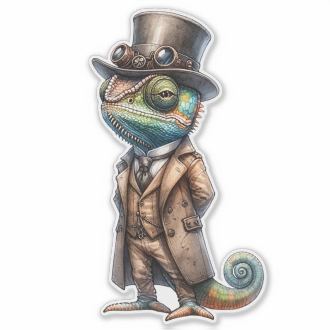 Adesivo Steampunk Chameleon Transparent Sticker (Frente)