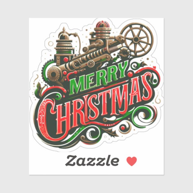 Adesivo Steampunk Felry Christmas (Folha)