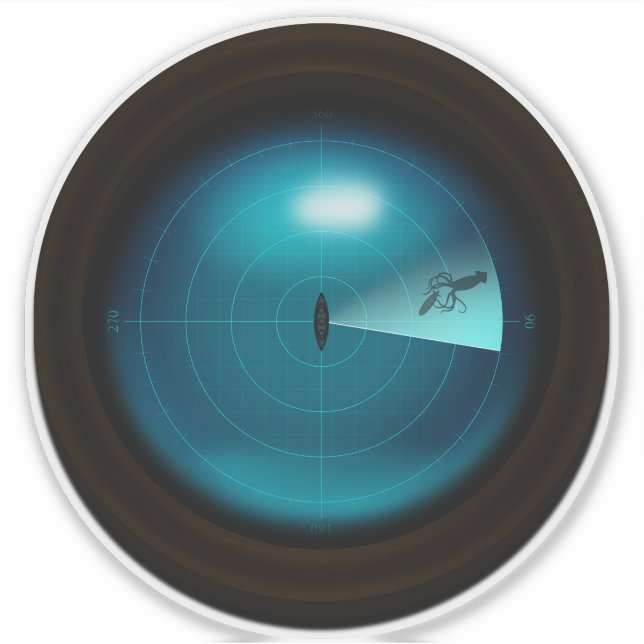 Adesivo Steampunk Vintage Navio Sonar Giant Squid Kraken (Frente)