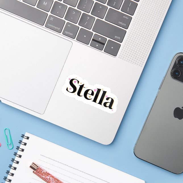 Adesivo Stella name fofo design (Notebook com iPhone)