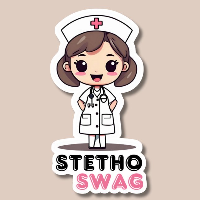 Adesivo Stetho Swag Kawaii Style Enfermeira à Prova de Águ (Criador carregado)