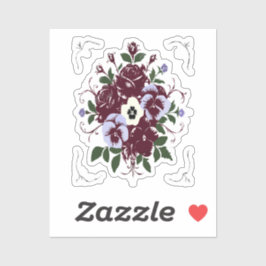 Adesivo Sticker Botanique – Bouquet de Roses Violettes