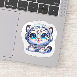 Adesivo Sticker Cute Kawaii Astronaut Snow Leopard  