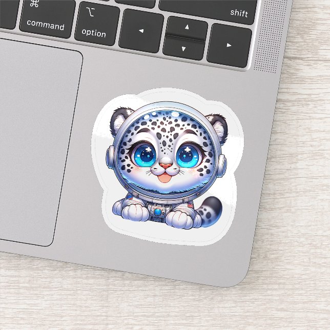 Adesivo Sticker Cute Kawaii Astronaut Snow Leopard   (Detalhe)