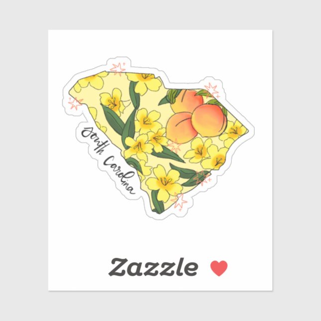 Adesivo Sticker de Estado Ilustrado da Carolina do Sul (Folha)