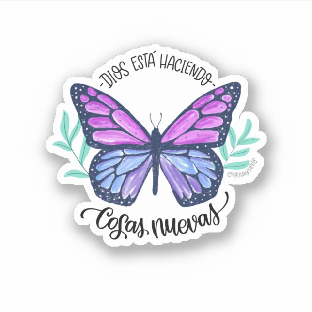 Adesivo Sticker - Dios está haciendo cosas nuevas mariposa (Frente)