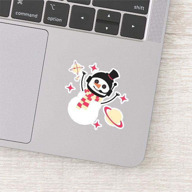 Adesivo Sticker - Homem de Neve no Espaço de Natal (Vermel (Detalhe)