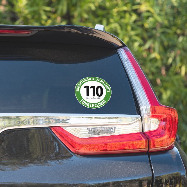 Adesivo Sticker "Je roule à 110 pour le climat" (Lado do carro)