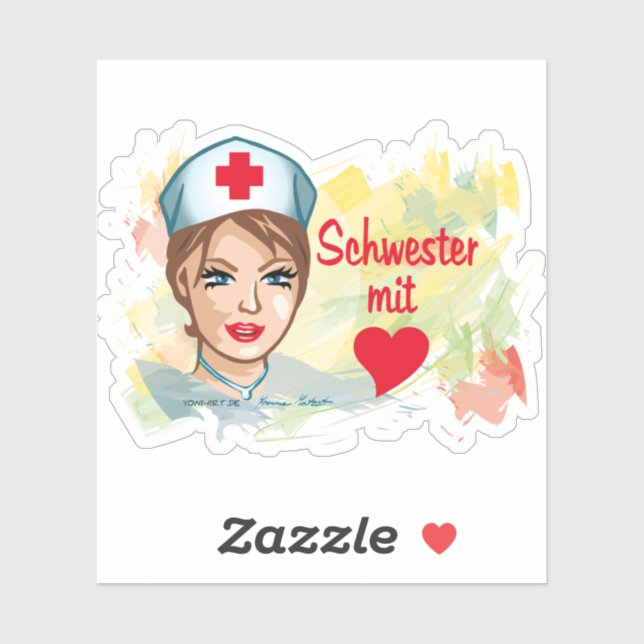 Adesivo Sticker - Schwester mit Herz (Folha)