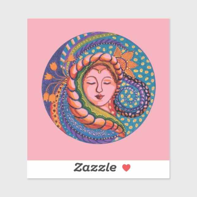 Adesivo Sticker - Serene Deusa Mandala Art (Folha)