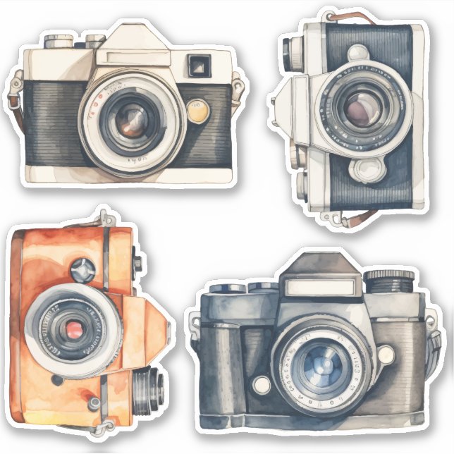 Adesivo Sticker Set Vintage SLR Cameras Photographer Vinyl (Frente)
