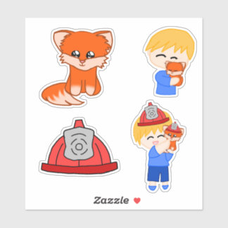 Adesivo Sticker Sheet - Firefighter Fox