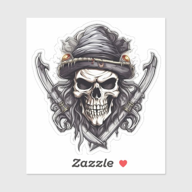 Adesivo Sticker Skull and Crossbones (Folha)