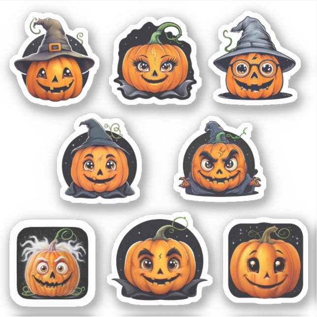 Adesivo Stickers do Halloween - Pumpkins (Frente)