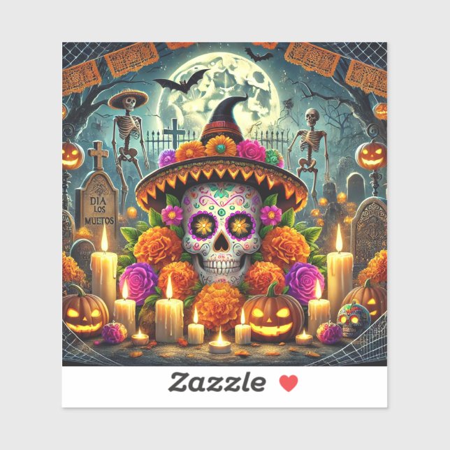Adesivo Stickers Halloween vinhetas de basquete dia (Folha)
