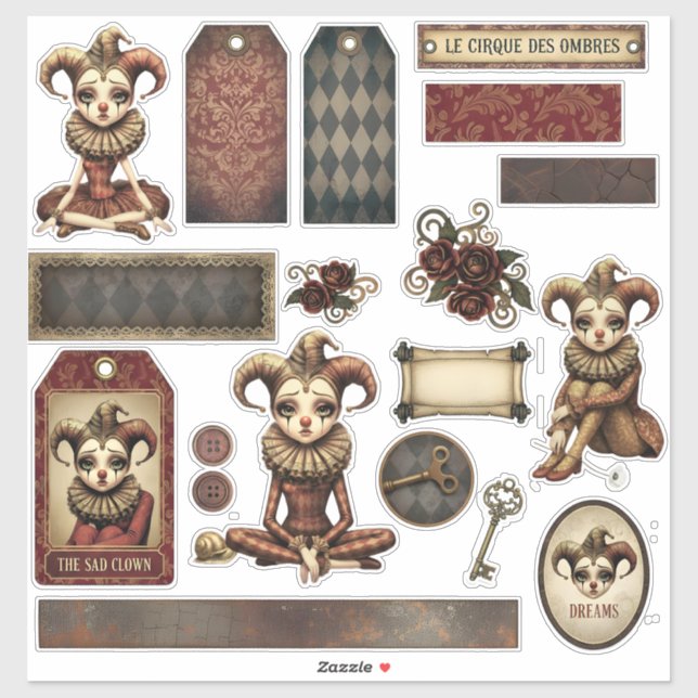 Adesivo Stickers - Melancholy Harlequin (Folha)